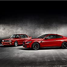 2 red BMW cars