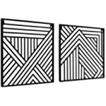 Putuo Decor Black Geometric Line Metal Wall Art Set of 2, Minimalist Square Hanging Decoration, Modern Hanging Wall Sculpture over bed, 11.8x11.8 Inches