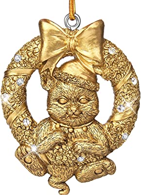 Greenidea Cute Cat Ornament-4 Pcs Cat Lover Gifts-Resin Ornament-Personalized Decoration - Best Gifts for Family-Gold