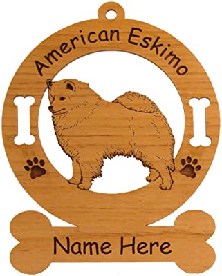 1230 American Eskimo Standing #2 Dog Ornament Personalized with Your Dog''s Name