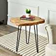 WELLAND Live Edge Side Table with Hairpin Legs, Natural Edge Side Table, Small Nightstand Wood, 15.5&quot; Tall
