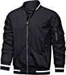 Anzerll Men's Lightweight Flight Bomber Jacket Casual Stripe Softshell Windbreaker Slim Fit Jacket Coat Outwear