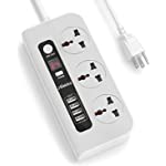 J Elektro Power Strip with Surge Protector, 4 USB Charging Ports and 3 Universal Outlets Extension Cord with Outlet Timer,1.4M/4.6FT Extension Lead with Timer Socket, Grow Light Timer for Home Office