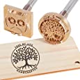 OLYCRAFT Custom Wood Branding Iron 2.4” Leather Branding Iron Stamp Custom Logo BBQ Heat Stamp with Brass Head and Wood Handle for Woodworking and Handcrafted Design