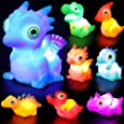 JOYIN 8 Packs Light-Up Bath Toys, Bathtub Dinosaur Toys for Baby Toddler Kids in Birthday Easter Christmas, Pool Toy for Boy and Girl Children Preschool