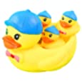 Bath Duck Toys 4Pcs Family Rubber Ducky Float&amp;Squeak Baby Toddlers Preschool Bathtub Shower Toy (Yellow)