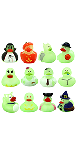 12 Pcs Glow-in-the-Dark Halloween Bath Rubber Duckies