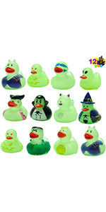 12 Glow-in-the-Dark Halloween Fancy Novelty Assorted Rubber Ducks