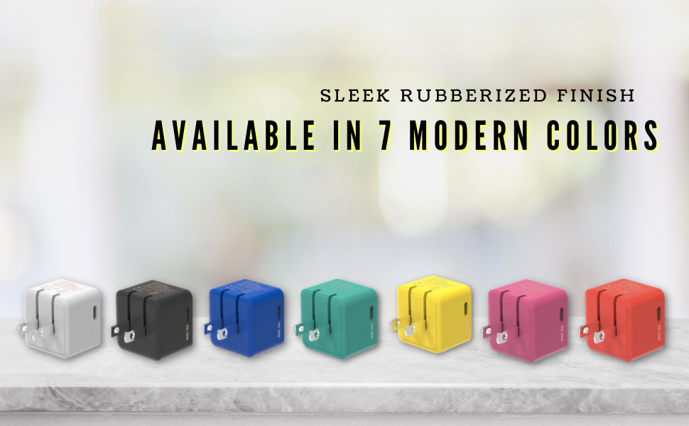 sleek rubberized finish available in 7 modern colors