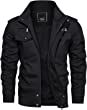 CRYSULLY Men's Winter Casual Thicken Multi-Pocket Field Jacket Outwear Fleece Cargo Jackets Coat