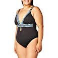 Kenneth Cole New York Women&#39;s Standard Plunge Mio One Piece Swimsuit, Black//Bold Intentions, S
