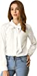 Allegra K Women's St. Patrick's Day Work Office Shirt Long Sleeve Button Decor Elegant Bow Tie Neck Blouse Top