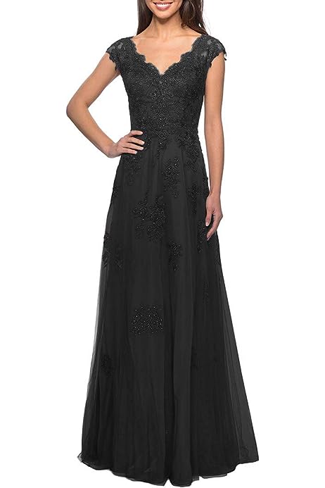 Cap Sleeve Mother of The Bride Dresses Evening Gowns for Women Long Fomal Dresses with Pockets