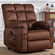 ANJ Power Lift Recliner Chairs for Elderly Overstuffed Fabric Electric Recliners with USB Port, Cup Holders, Front Pockets, Comfortable Power Reclining Lift Chair (Brown)