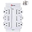 Rotating Power Strip 6 Outlets Surge Protector Wall Mount - CFMASTER Multi Sockets 15A 1875W 540J for Home Office Hotel Travel (6 Outlet)