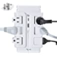 Multi Plug Outlet Extender, 6 Rotating Outlets &amp; 3USB(2A1C) Charger Station, 15A,125V, 1875W, 540J, Wall Surge Protector for Travel Hotel Office Home, White