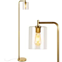 Brightech Elizabeth Industrial Floor Lamp with Glass Shade & Edison Bulb - Indoor Pole Light to Match Living Room or Bedroom 
