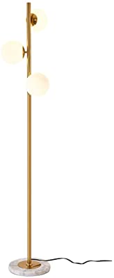 Dellemade LED Floor Lamp,3 Glass Globes Floor Light,LED Bulbs Included,Golden
