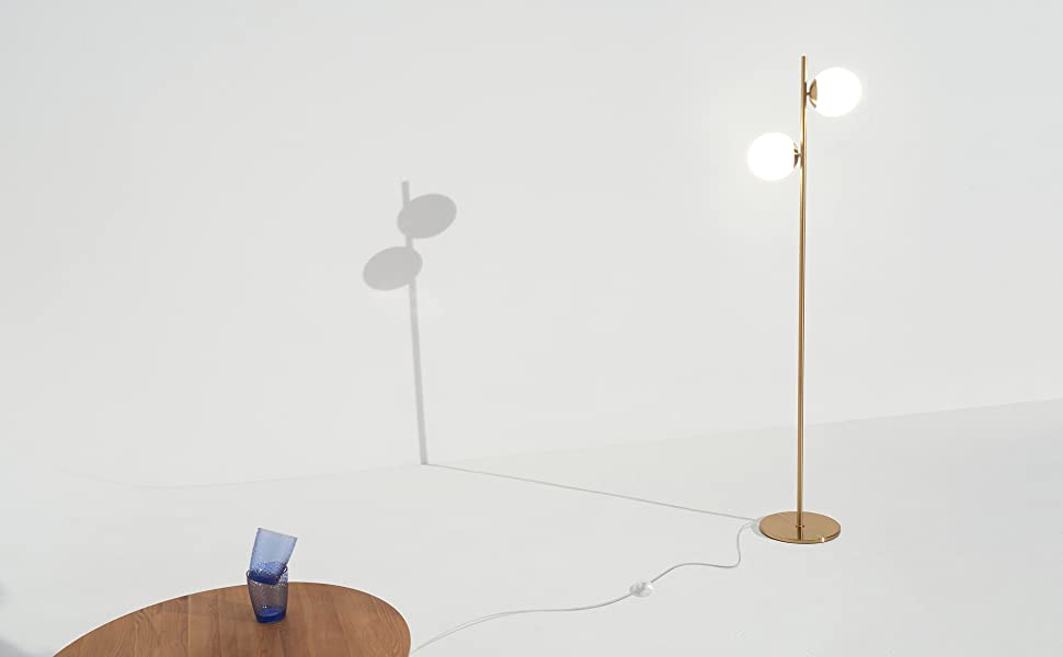 Brightech Sphere - Mid Century Modern 2 Globe Floor Lamp for Living Room Bright Lighting