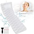 Full Body Bath Pillow, Bath Pillows for tub with Mesh Washing Bag &amp; 21 Non-Slip Suction Cups, Spa Bathtub Pillow for Head Neck Shoulder and Back Support - 5D Air Mesh &amp; Quick Drying