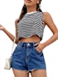 SOLY HUX Women's Casual Striped Sleeveless Round Neck Tank Top Ribbed Knit Fitted Summer Tee T Shirt