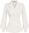 GRACE KARIN Womens Peplum Tops Button Down Blouse Long Sleeve Collared Shirts Smocked Back Top