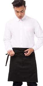 Chef Works Black Half Bistro Apron