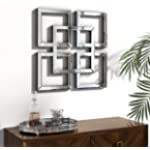 JACUKO 19.6*19.6in Square Decorative Wall Mirror - Geometric Art Decor Accent Wall Mirror for Living Room, Bathroom, Entryways, Foyer