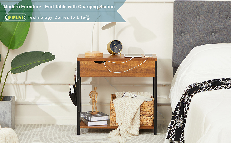 End Table with Charging Station