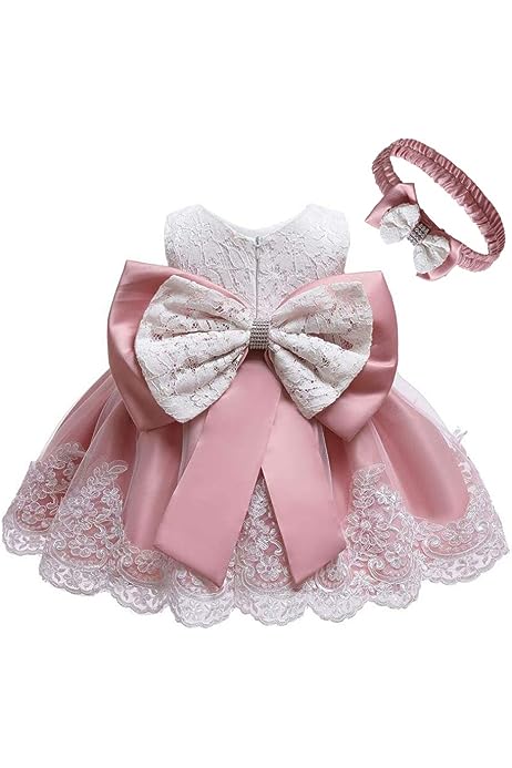 0-6T Toddler Baby Girl Embroidered Tutu Ball Gown Lace Dresses with Headwear