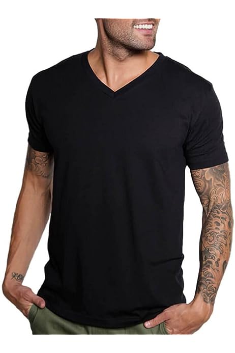 Premium V Neck T Shirts for Men - Modern Fitted Tees S - 2XL Vneck Undershirts
