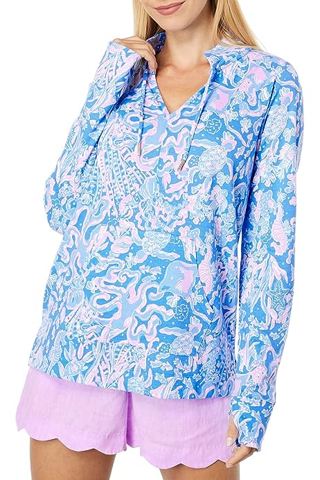 Cassi Popover Shirt for Women - Stand Collar with Drawstring and Extended Sleeves, Cool and Chic Style Shirt