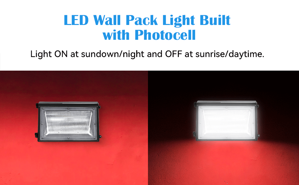 Led wall pack light built with photocell