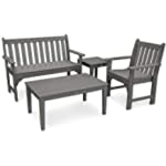 POLYWOOD Vineyard 4-Piece Bench Seating Set (Slate Grey)