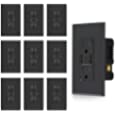 ELEGRP USB Charger Wall Outlet, Type A &amp; Type C 4.2 Amp USB Ports with Smart Chip, 15 Amp Duplex Tamper Resistant Receptacle Plug NEMA 5-15R, Wall Plate Included, UL Listed (10 Pack, Matte Black)