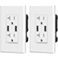 ELEGRP USB Charger Wall Outlet, Dual High Speed 4.0 Amp USB Ports with Smart Chip, 20 Amp Duplex Tamper Resistant Receptacle Plug, Wall Plate Included, UL Listed (2 Pack, Glossy White)