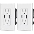 ELEGRP USB Charger Wall Outlet, Dual High Speed 4.0 Amp USB Ports with Smart Chip, 15 Amp Duplex Tamper Resistant Receptacle Plug, Wall Plate Included, UL Listed (2 Pack, Glossy White)
