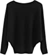 Boat Neck Batwing Sleeves Dolman Knitted Sweaters and Pullovers Tops for Women