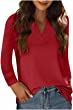 Womens Long Sleeve Tshirt V Neck Loose Fit Soft Waffle Knit Thermal Tops 2022 Fall Winter Fashion Sweater Pullover