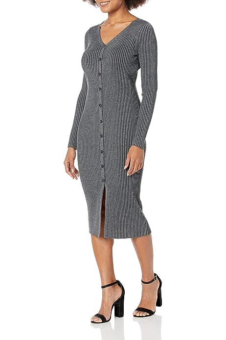 Women's Taylor Ribbed Sweater Dress with Button Front