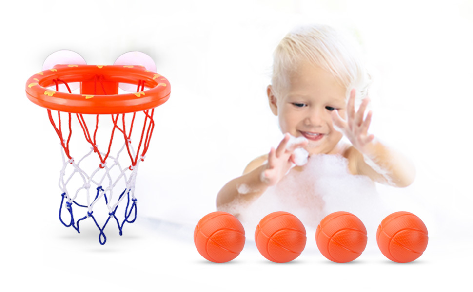 bath toys bathtub basketball hoop for toddler kid boy and girl fun play water toy bathtime 4 balls
