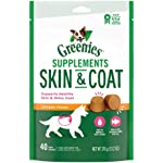 GREENIES Skin &amp; Coat Food Supplements with Omega 3 Fatty Acids, 40-Count Chicken- Flavor Soft Chews for Adult Dogs