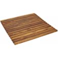 SeaTeak Roll-up String Mat Wooden Teak Shower Mat | Waterproof Mat | Indoor Bath Mat | Outdoor Shower Platform | 19.75&quot; L x 19.75&quot; W x 0.63&quot; H