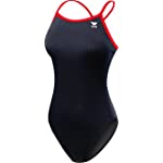 TYR Girls’ Hexa Diamondfit Swimsuit, Black/Red, 22