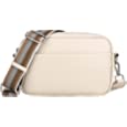 Lushandy Leather Crossbody Bags for Women Crossbody Camera Bag Purse Thick Strap Trendy Small Shoulder Bag with Guitar Strap (Beige)