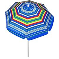 Ankuka Beach Umbrella, 6.5ft Umbrella with Sand Anchor & Tilt Aluminum Pole, Portable UV 50+ Protection Beach Umbrella with C