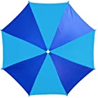 PMU Two Section Beach Umbrella 6ft Opens to 74” Blue/Dark Blue Panel Nylon Top w/Silver Lining Blocking 98% UVA and UVB Rays Pkg/1