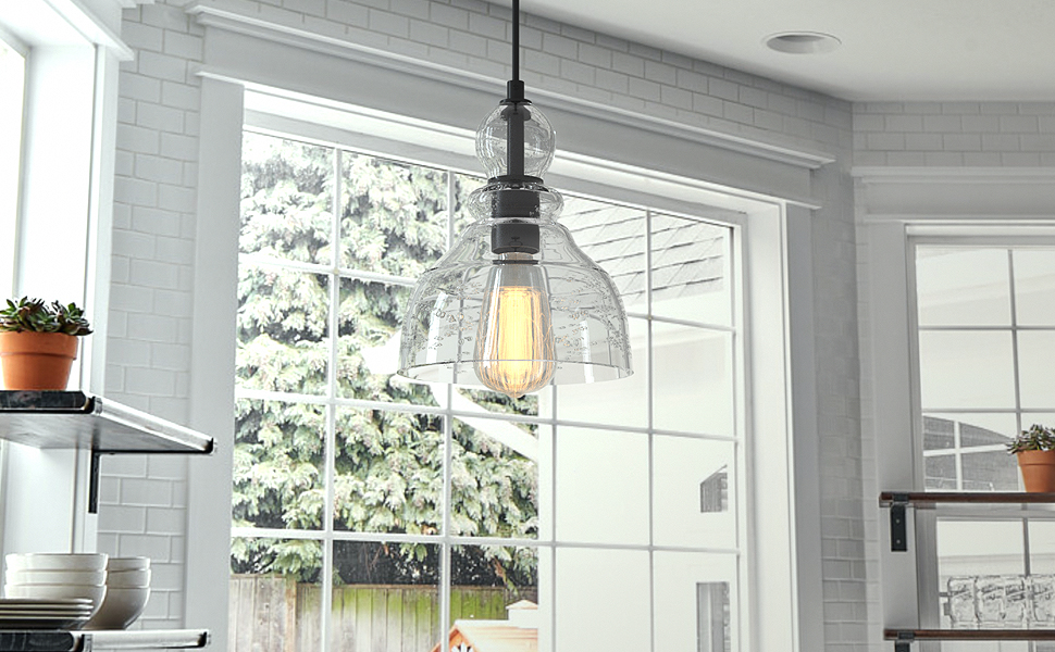 Seeded Glass Pendant Lighting Series