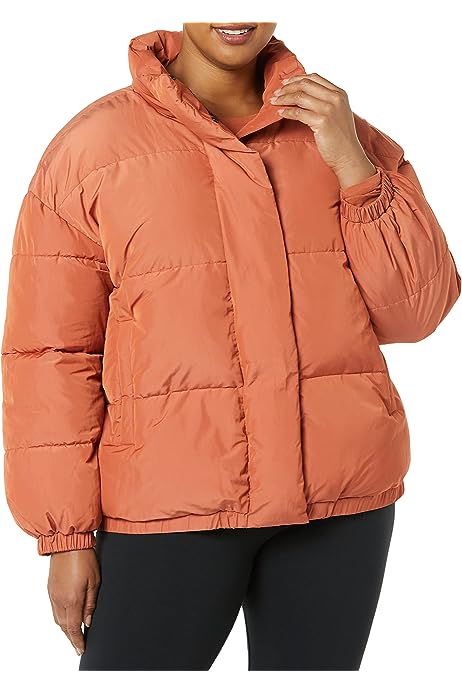 Women's Relaxed-Fit Mock-Neck Short Puffer Jacket (Available in Plus Size)