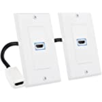 Cable Matters 2-Pack 1-Port 8K HDMI Wall Plate in White with 8K 60Hz and 4K 120Hz (HDMI Outlet, HDMI Wall Outlet, HDMI Box Supporting VRR, ALLM and HDR)